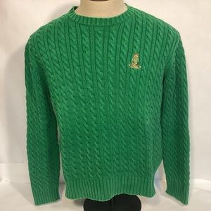 Lauren Ralph Lauren Vibrant Green Cable-Knit Crewneck Sweater
